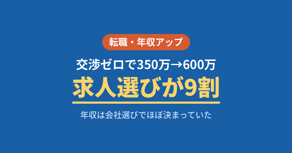 年収交渉ゼロで350万から600万・求人選びで年収が決まった20代の体験談